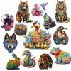 Irregular Shaped Wooden Animal Puzzle DIY Puzzle Party Games Educational Gift for Kids Holiday Gift Intelligent Cat Wood Jigsaw 1