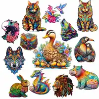 Irregular Shaped Wooden Animal Puzzle DIY Puzzle Party Games Educational Gift for Kids Holiday Gift Intelligent Cat Wood Jigsaw 1