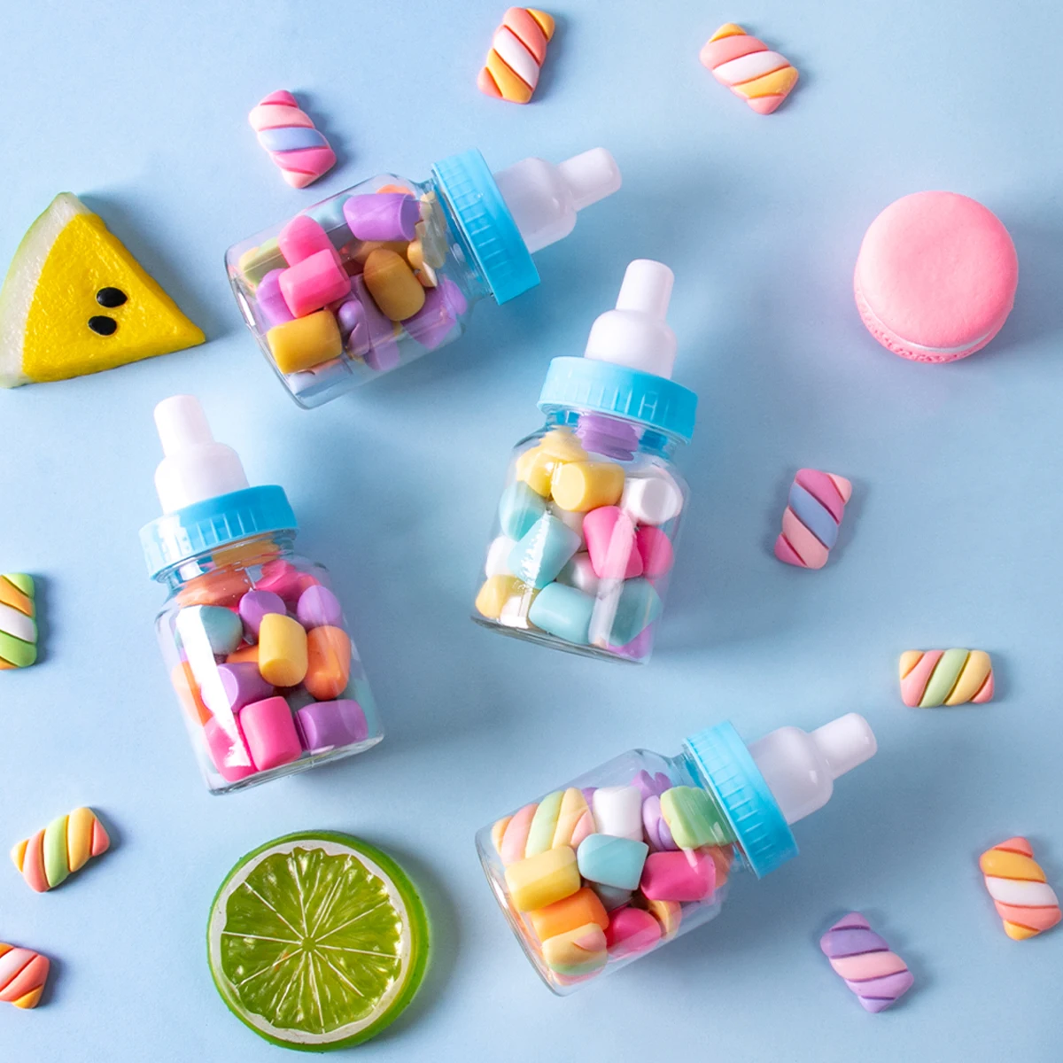 12/24Pcs Pink Blue Baby Bottle for Baby Shower Favors Mini Candy
