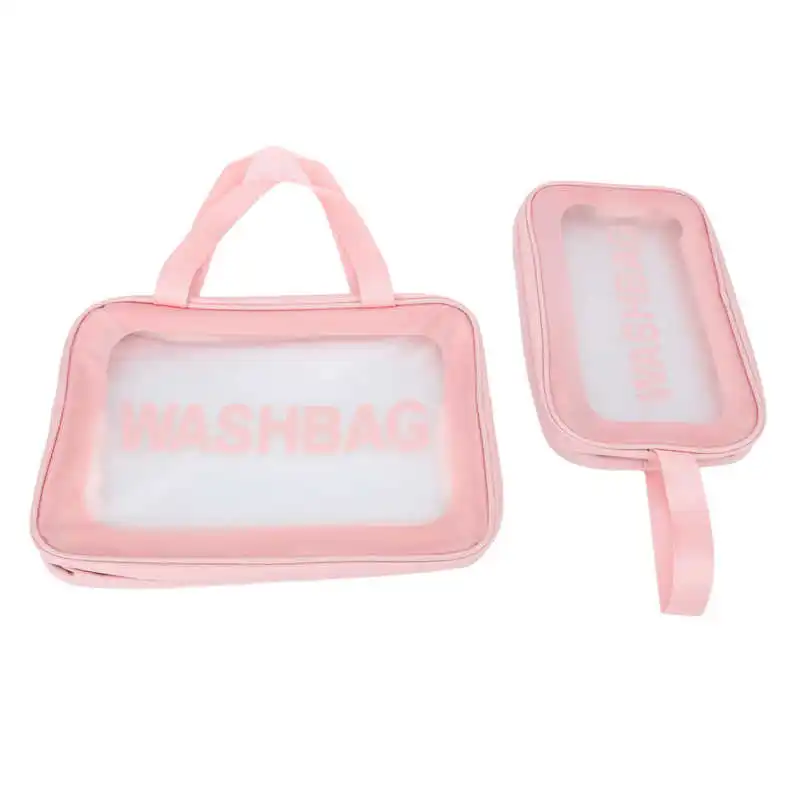 

Transparent Comestic Bag Transparent Makeup Bag Reinforced Hand Strap Waterproof Dirt Resistant Practical for Outdoor
