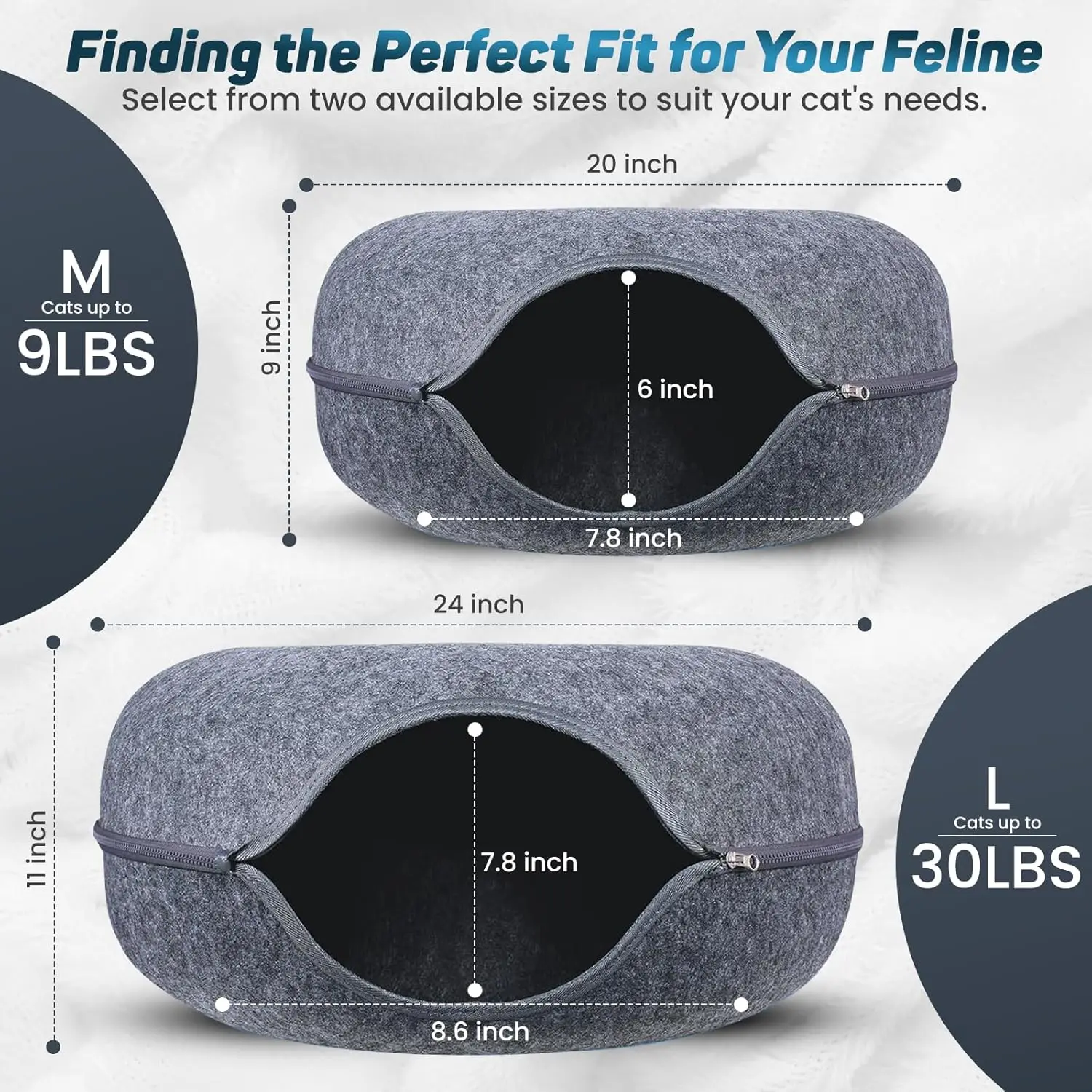 Cat Tunnel Peekaboo Cat Cave Bed for Indoor Cats Cat Donut Tunnel for Pet Cat House Cat Felt & Washable Interior Cat Play Tunnel 2