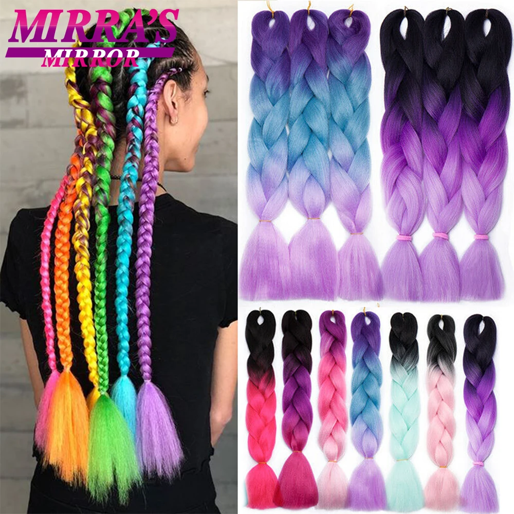 Mirra’s Mirror Synthetic Braiding Hair Extensions Ombre Jumbo Braid Hair For Women Wholesale DIY Hairstyle Pink Purple Yellow