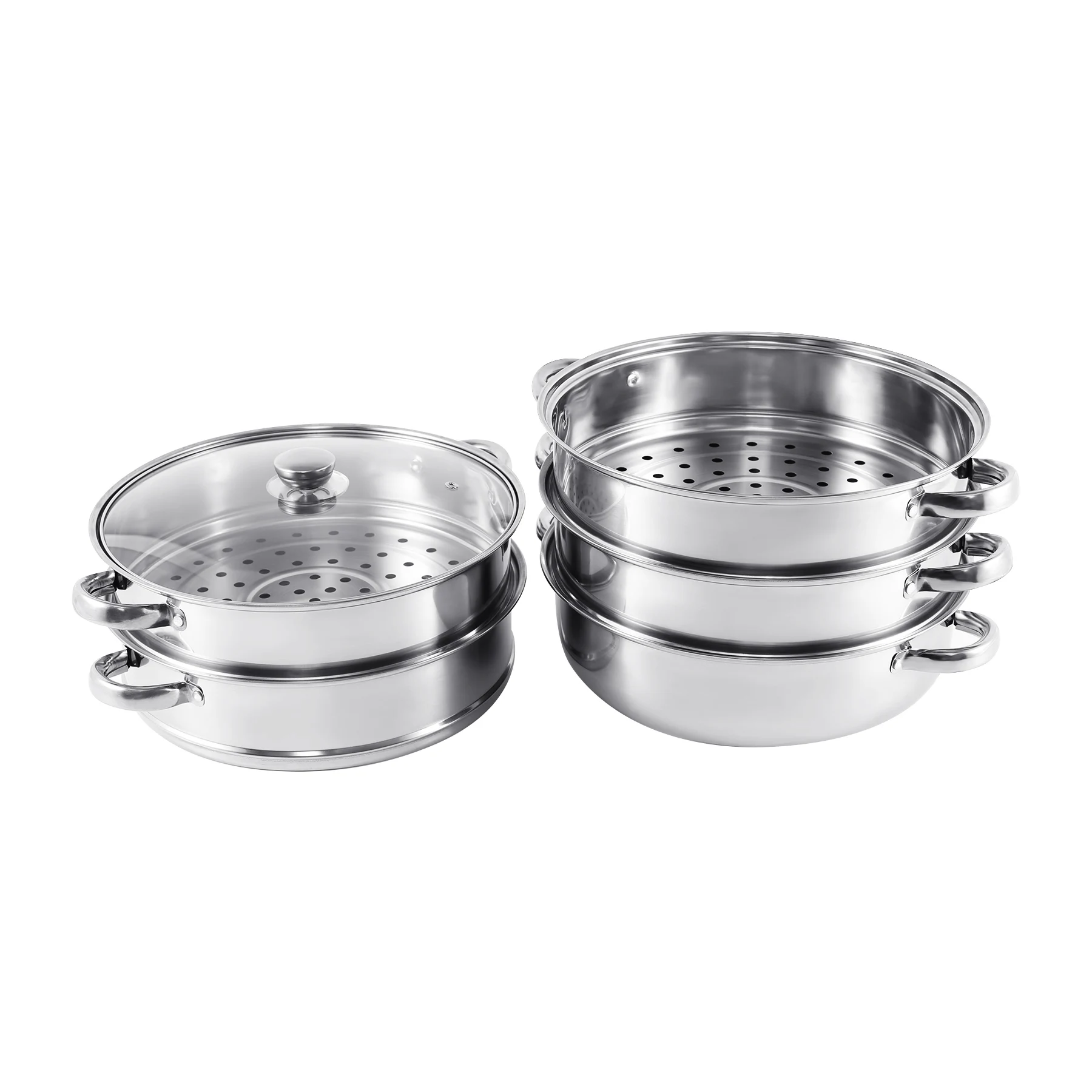 Samger 5 Tier Food Steamer Pot Stainless Steel 30cm Soup Steam Pot Universal Cooking Pots for Induction Cooker Gas Stove steam