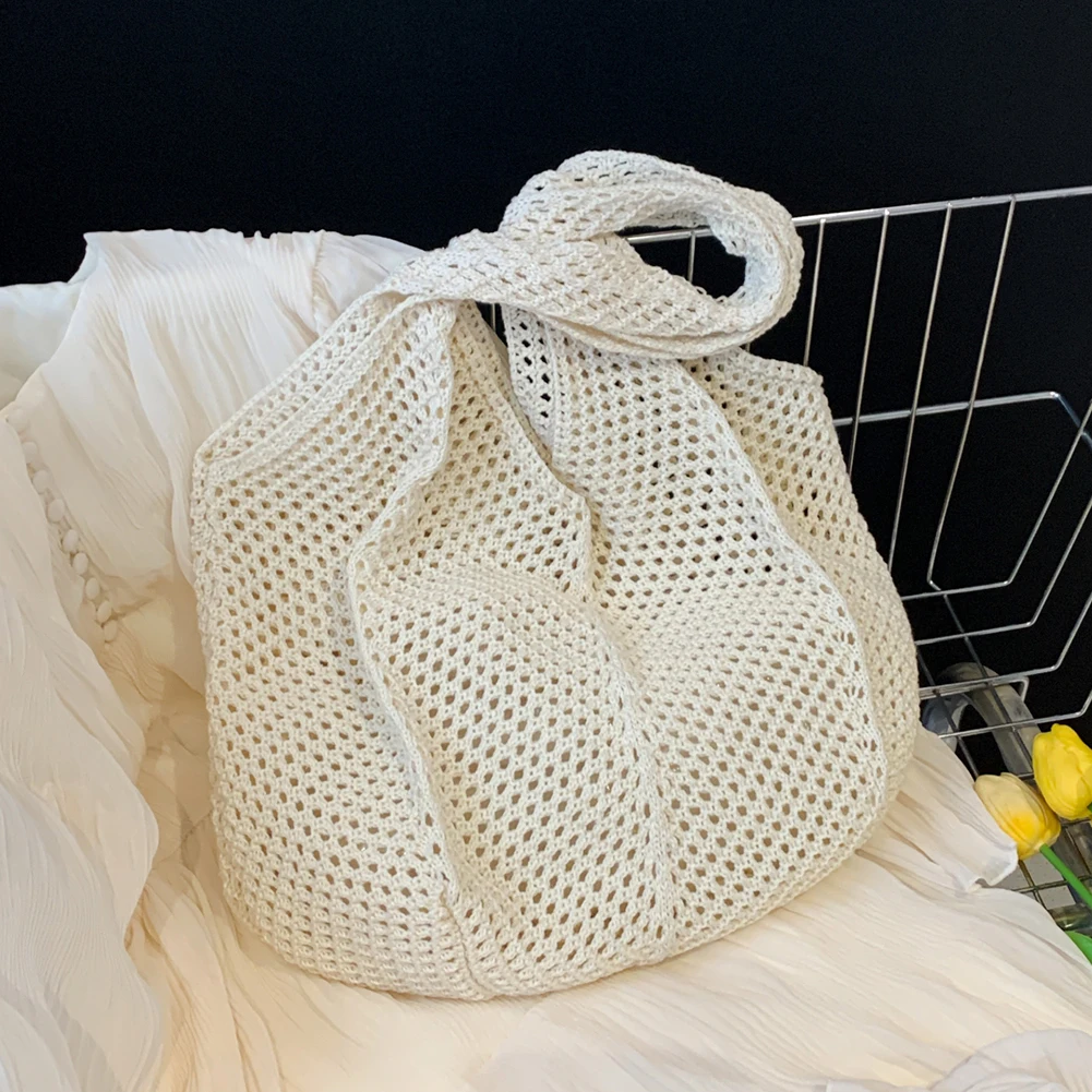 Crochet Knitted Tote Bag for Women Summer Beach