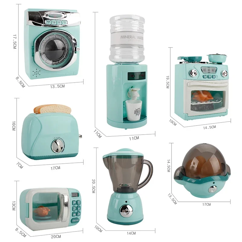 Kitchen Toys for Kids Girls Boys Home Appliances Juicer Washing Machine Toaster Microwave Egg Cooker Children Play House Toys - 5