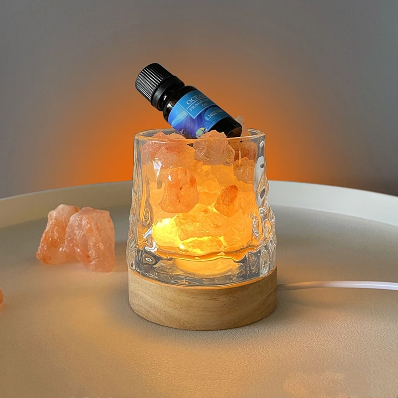 Lampe de sel USB - Veilleuse apaisante pour chambre et méditation 