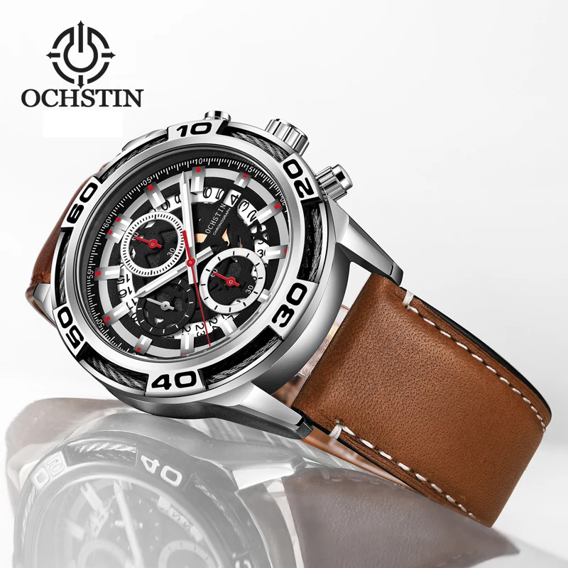 OCHSTIN Hot Model 2024 Pilot Series Atmospheric Simple Waterproof Watch Multifunction Quartz Movement Men's Quartz Watch
