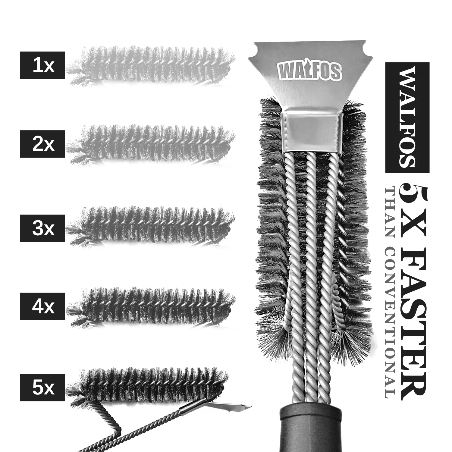 Walfos Barbecue Net Cleaning Brush Stainless Steel Wire Brush To Wash The Barbecue Grill Accessories BBQ Clean Tool