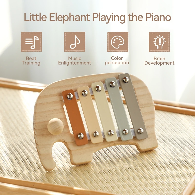 Montessori Wooden 5 Tones Multicolor Xylophone Wood Musical Instrument Toys For Baby Kids Puzzles Early Learning Games Baby Gift 2