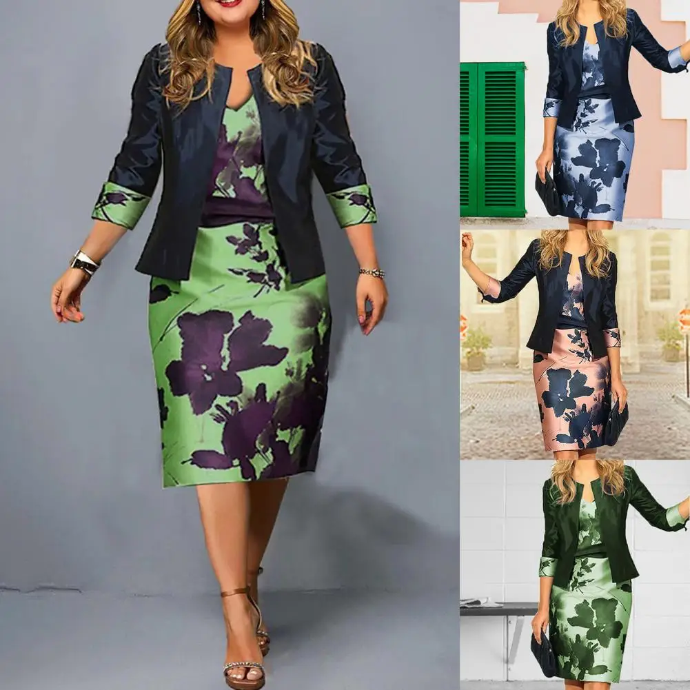 

1 Set Bodycon Dress Popular Spring Autumn Hip Wrap for Daily Wear Cardigan Coat Dress Women Coat Dress
