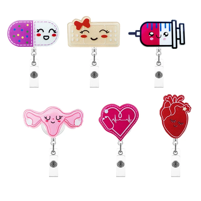 1pcs glitter organ heart uterus Rectractable Nurse doctor Badge Reel ID  Card Holder Lanyard - AliExpress