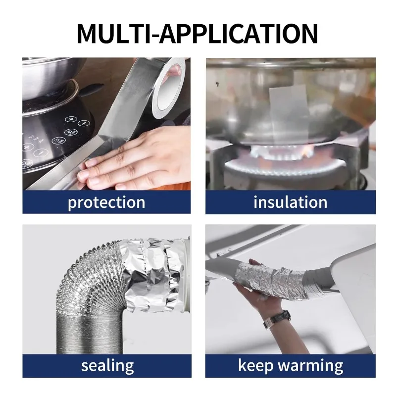 Fireproof Aluminum Foil Tape High Temperature Heat Shield Waterproof Adhesive Seal for HVAC Duct Repair Maintenance