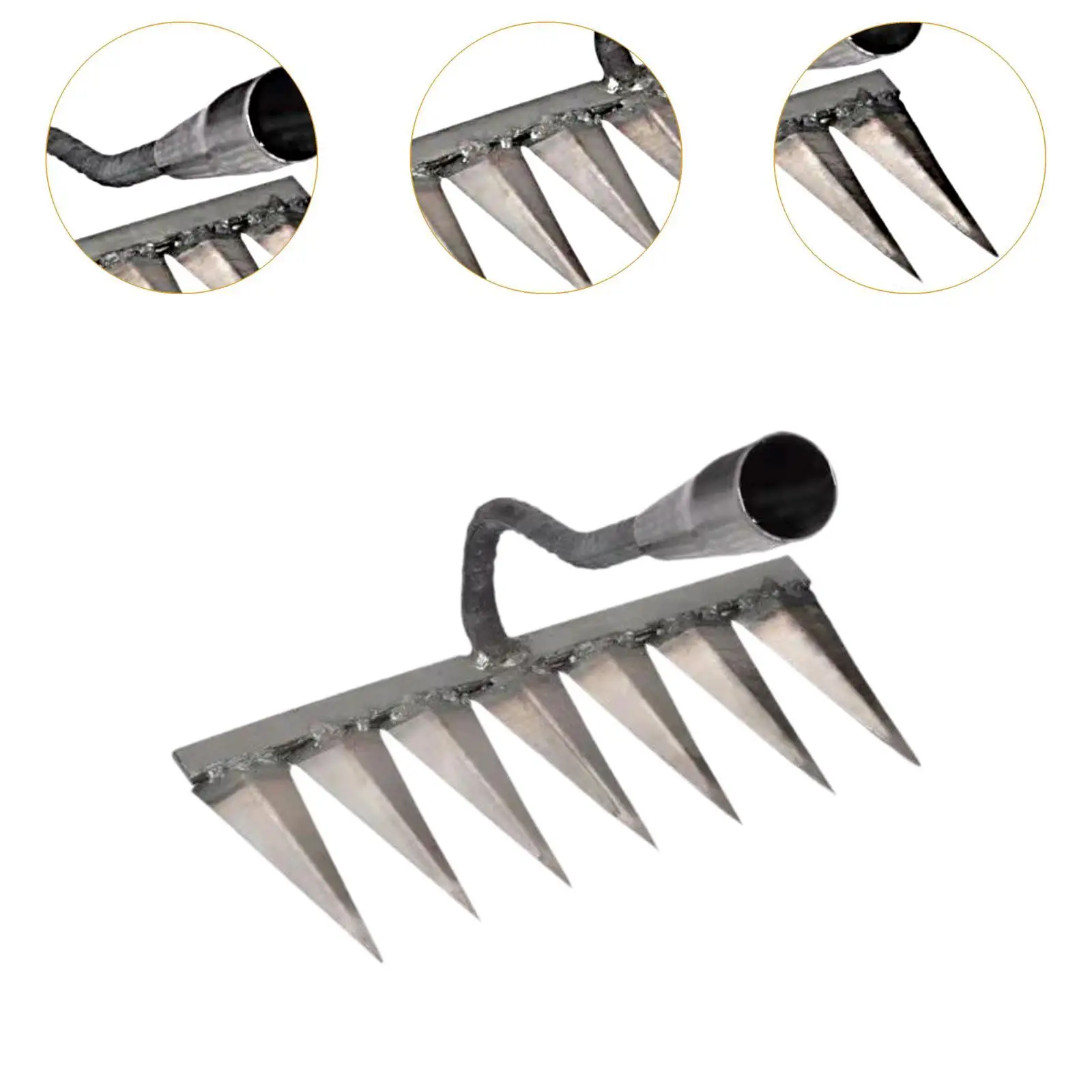 Garden Hand Rake Metal Weeding Rake for Loosening Tilling Soil Backyard