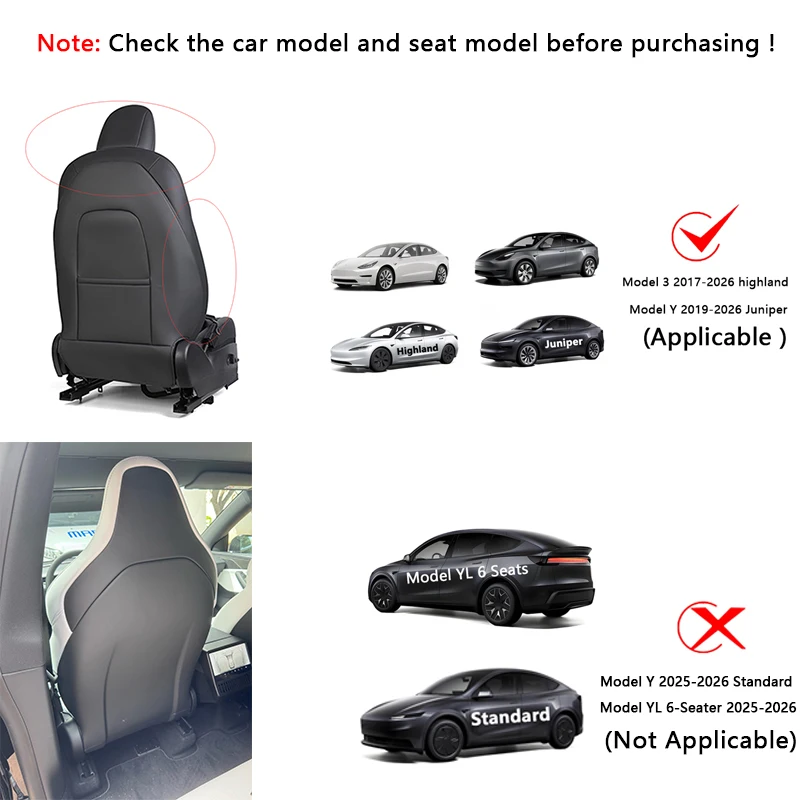 Car Seat Back Protective Mat For Tesla Model 3 / thumbnail 4