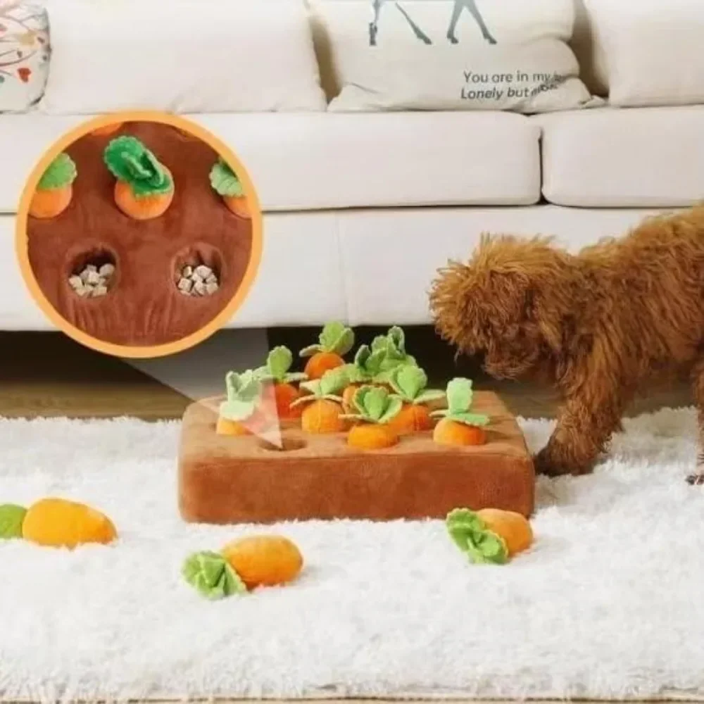 Carrot Snuffle Mat for Dogs Cats Puzzle Toy with 12 Carrots for Small Medium Large Interactive Pet Stress Relief Dogs Chew Toys 2