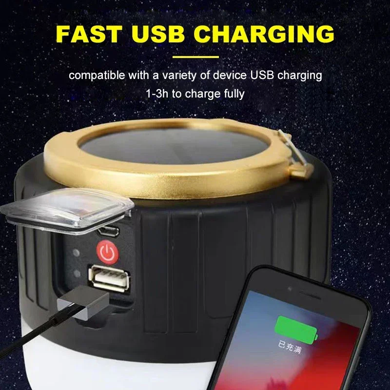 Description Picture 2 of itemSolar LED Camping Light Waterproof Rechargeable Tent Lamp Portable Lanterns Outdoor Emergency Lights Market Energy Saving Bulb