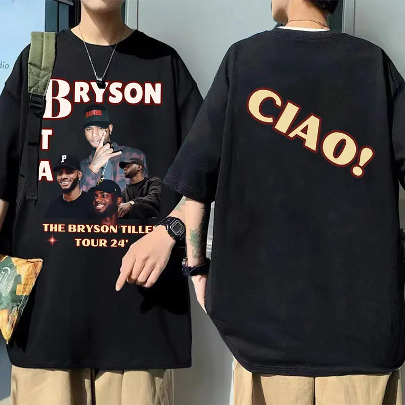 

The Bryson Tiller World Tour T Shirts Men Hip Hop Oversized Tshirt Rapper Bryson Tiller Graphic T-shirts Male Vintage Streetwear