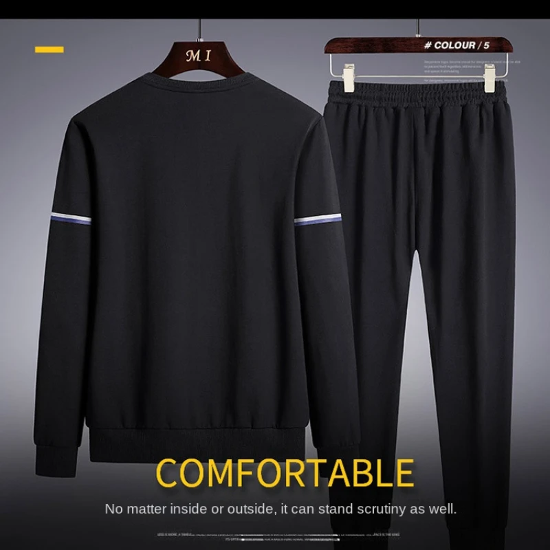 

(Big Size M-8XL) Set Men's Autumn New Large Size Loose Round Neck Sports Casual Set