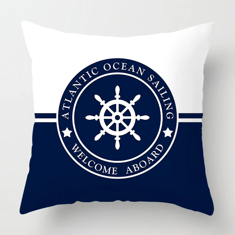 Nordic dark blue nautical series compass pillow cover home decoration sofa decoration cushion cover 45*45 can be customized 6