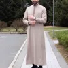 Khaki Arab Thobe for Men - Long Sleeve Traditional Islamic Robe, Elegant Simple Kaftan for Eid, Wedding & Luxury Resort Wear