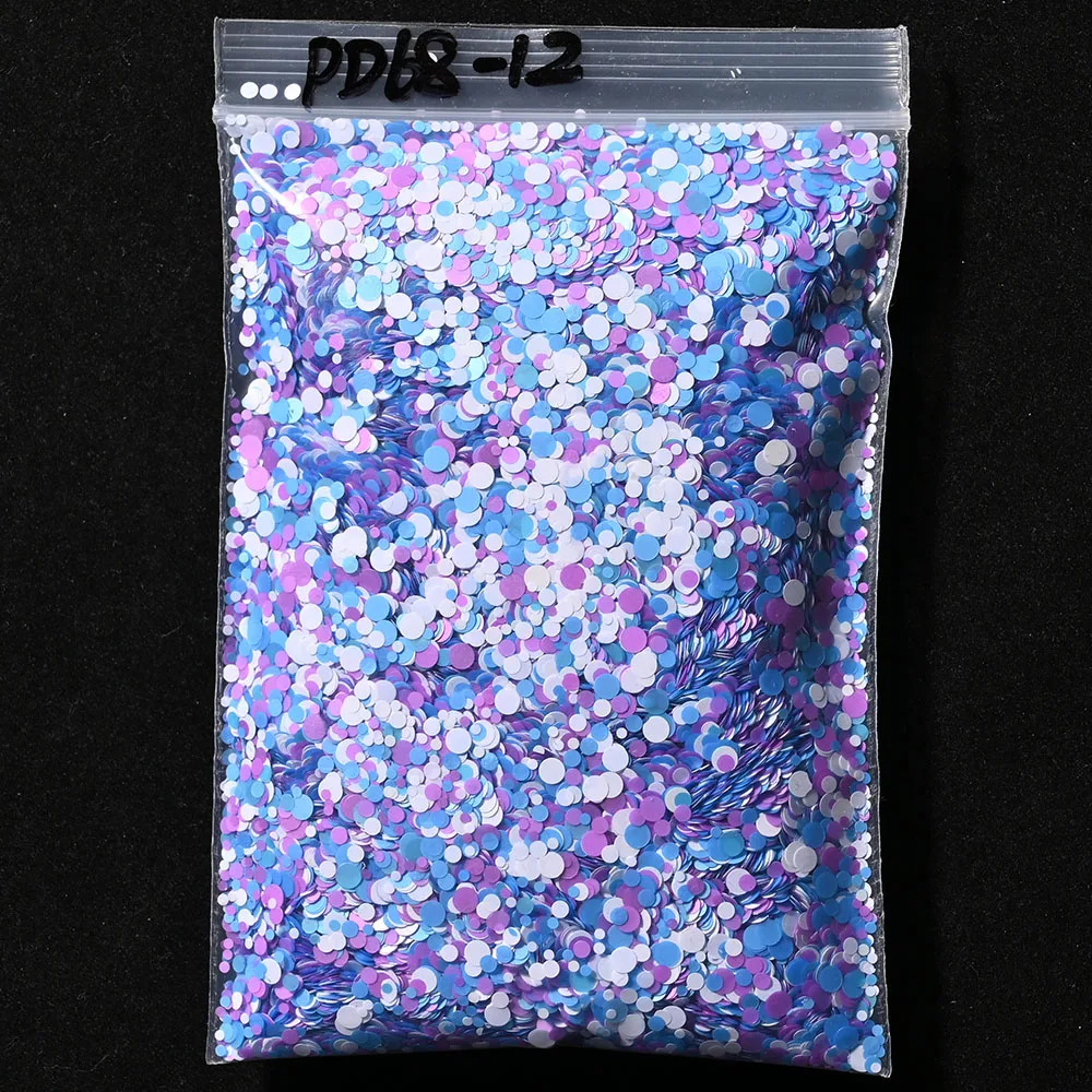 Nail Glitter 50g/bag Neon Mixed Size Circle Sequins For DIY Nail Art
