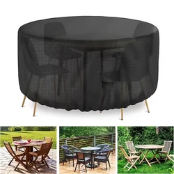 Waterproof Round Outdoor Furniture Protective Cover - Durable Oxford Fabric for Rain, Snow, and Dust Protection (Black)