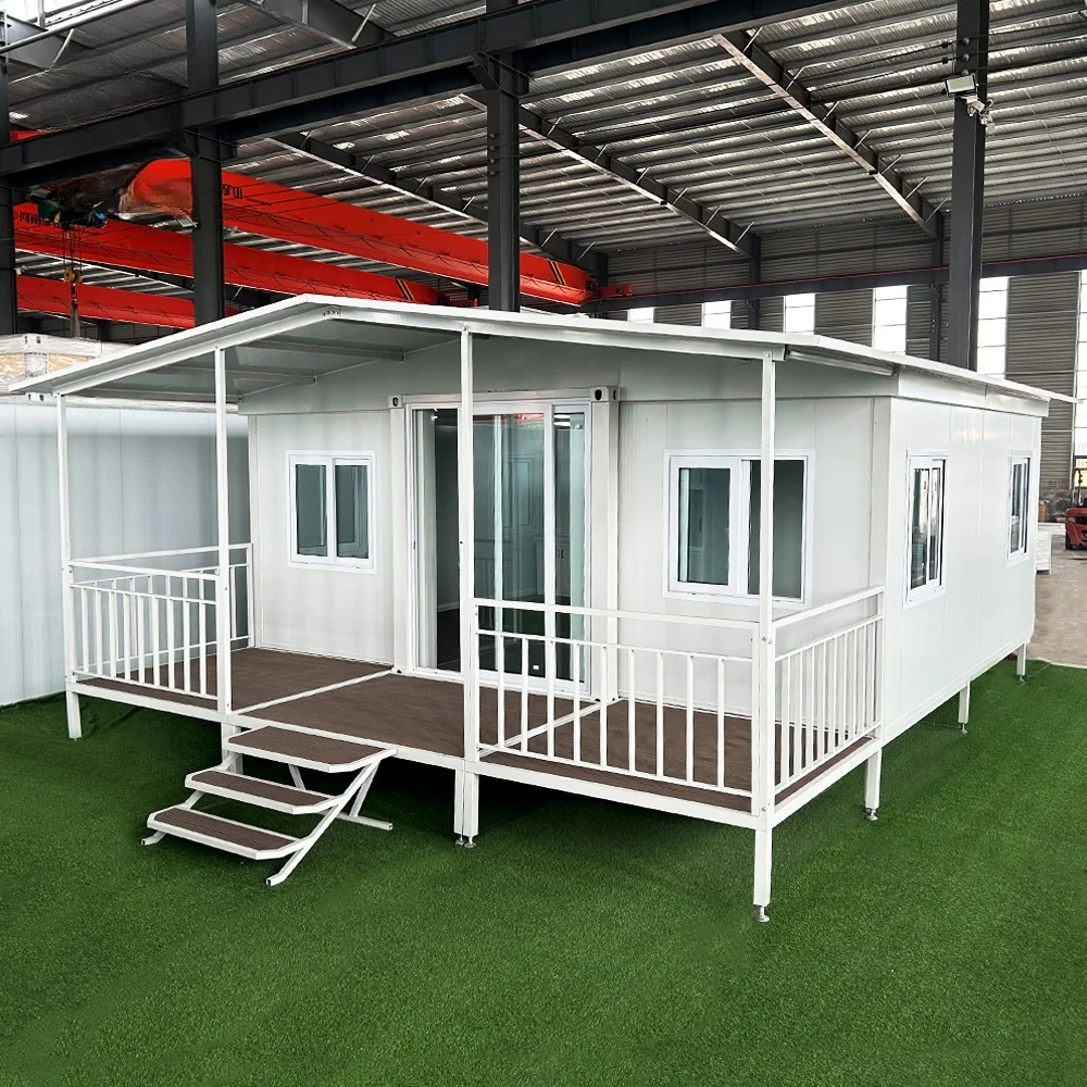 Tiny ขยายพับคอนเทนเนอร์ House 20ft 40ft แบบพกพา Prefab บ้านห้องครัวห้องน้ํา Ready to Live In สําหรับกลางแจ้ง 1