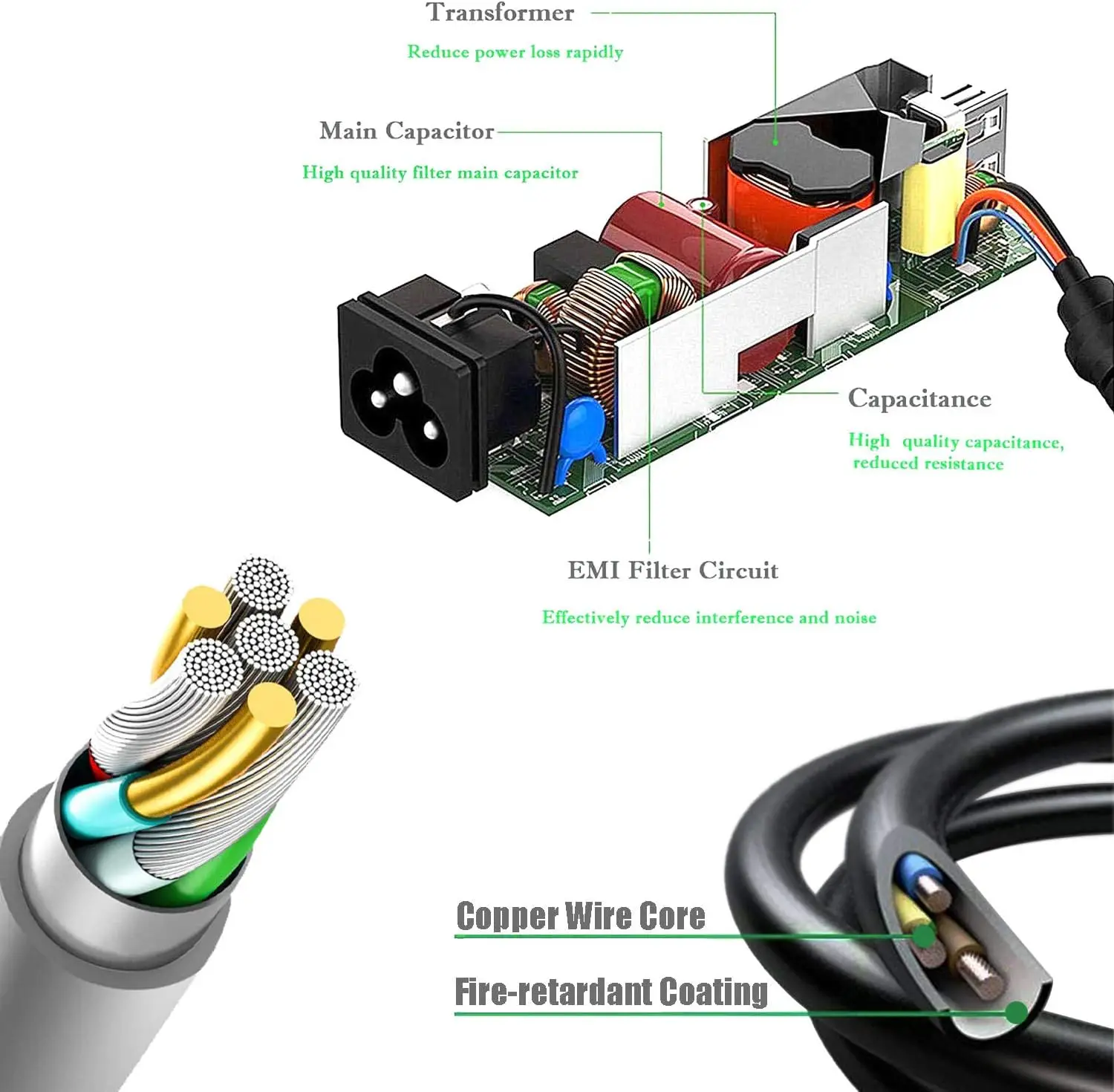 Jantoy 6ft/1.8m UL Listed AC Power Cord For Asus VH238H VE258Q VK278Q VS228H-P LED LCD Monitor Cable Plug