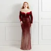 Plus Size Velvet Dresses for Women, Long Sleeves, Mother's Outfits, Bride's Sequin Prom, Luxury Gowns for Guest, Wedding Party,
