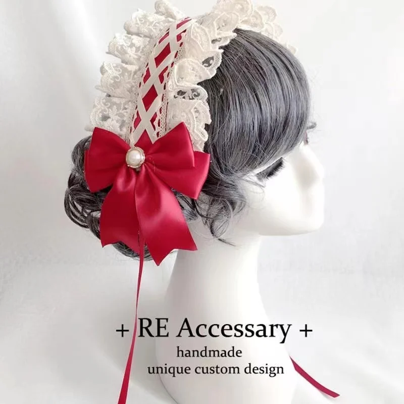 Nero Donne Ragazze Lolita Fascia per capelli Fiocco Del Nero Donne Ragazze Lolita Fascia per capelli Fiocco Del