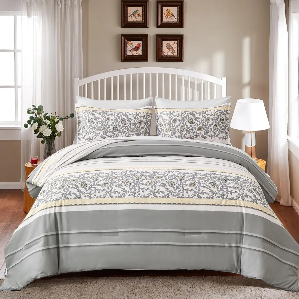 grey-paisley-7-pieces-bed-in-a-bag-soft-microfiber-boho-bedding-set-comforter-set-queen