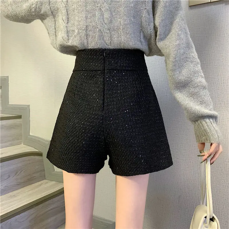 French Style Women Shorts Spring Autumn High Waisted A-line Short Casual Pants