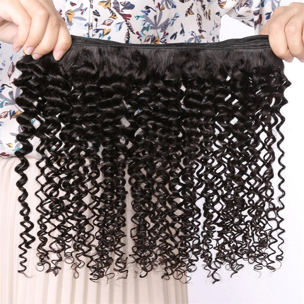 Kinky Curly Hair Bundles Tissage Short Deep Curly Hair Bundles Remy Human Extensions Natural Black Brazilian