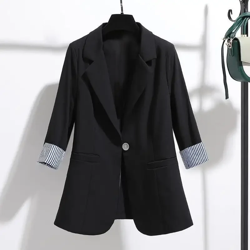 2023 New Spring and Summer Korean Edition Thin Style Stylish and Elegant Commuting Three Quarter Women's Oversized Suit Coat RER