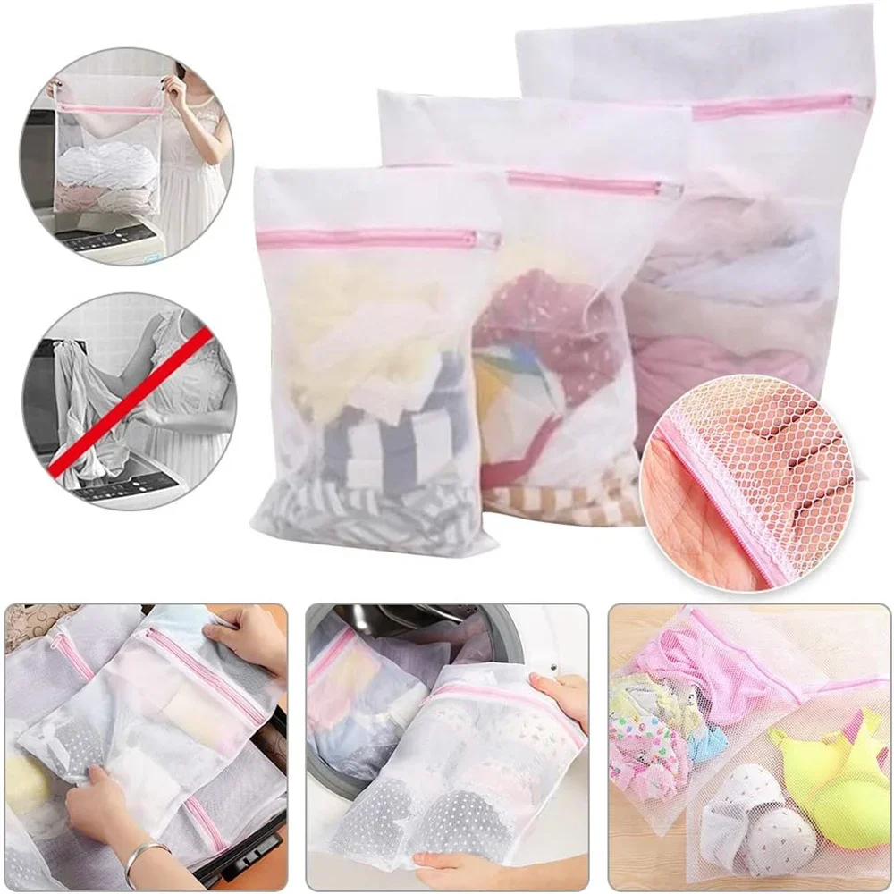 Wash Machine Wash Bags with Zip Closure for Hosiery Blouse Underwear Bra Lingerie Baby Clothes Delicate Wash Laundry Bags 5