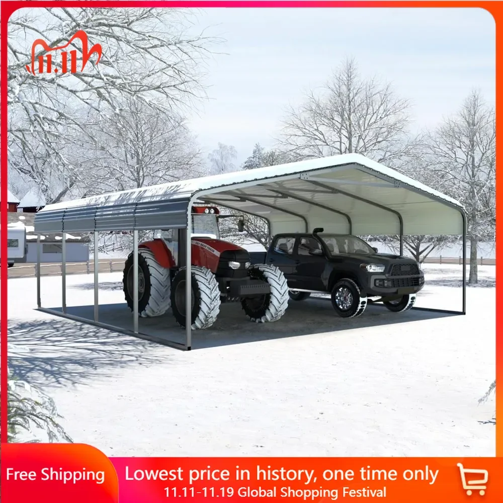 Garages, Canopies & Carports Outdoor Carport, Heavy-duty Garage Roof, Garage Shelter, with Galvanized Metal Roof and Car Frame