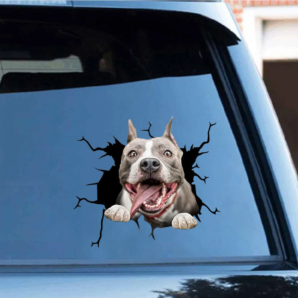 Waterproof Car Decals Cute Crack Dog Wall Sticker Glass Window Door Home Decoration Cartoon Animals Wallpaper Removable Poster