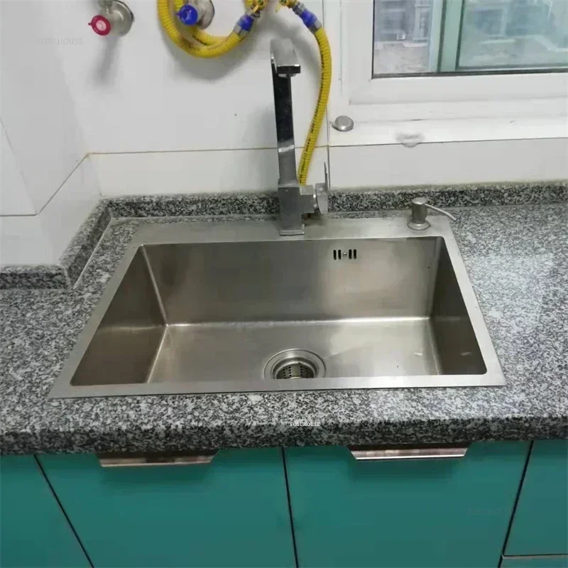 Stainless Steel Wash Basin Under Counter Wash Basin Kitchen Accessories Household Single Hole Kitchen Sinks Nano Handmade Sink X