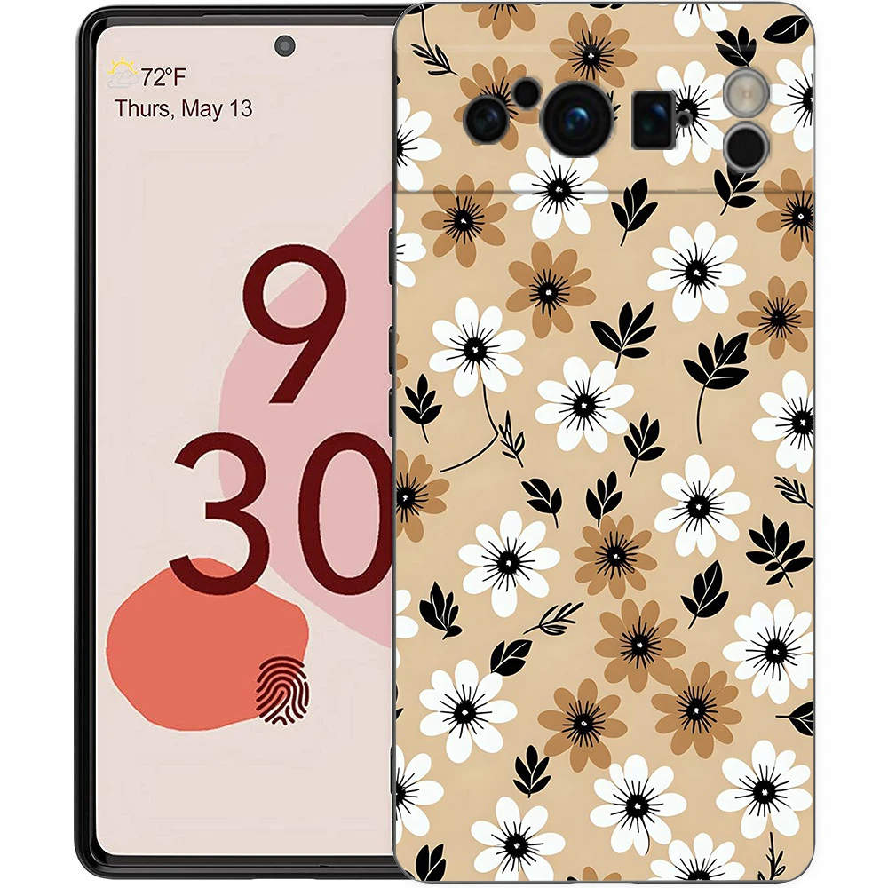 Elegant Floral Art Black Soft TPU Phone Case - Luxury Back Cover