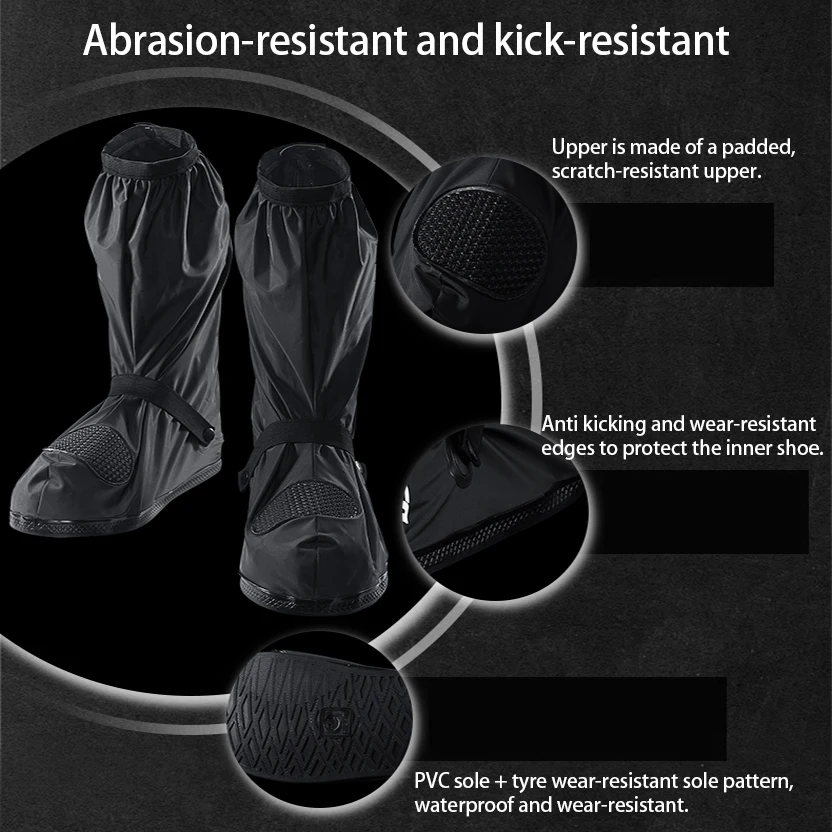 Waterproof Shoe Covers for Riding PVC Motorcycle Bike Reflective Anti-slip All-Season Protection Overshoes Boot Footwear Shields