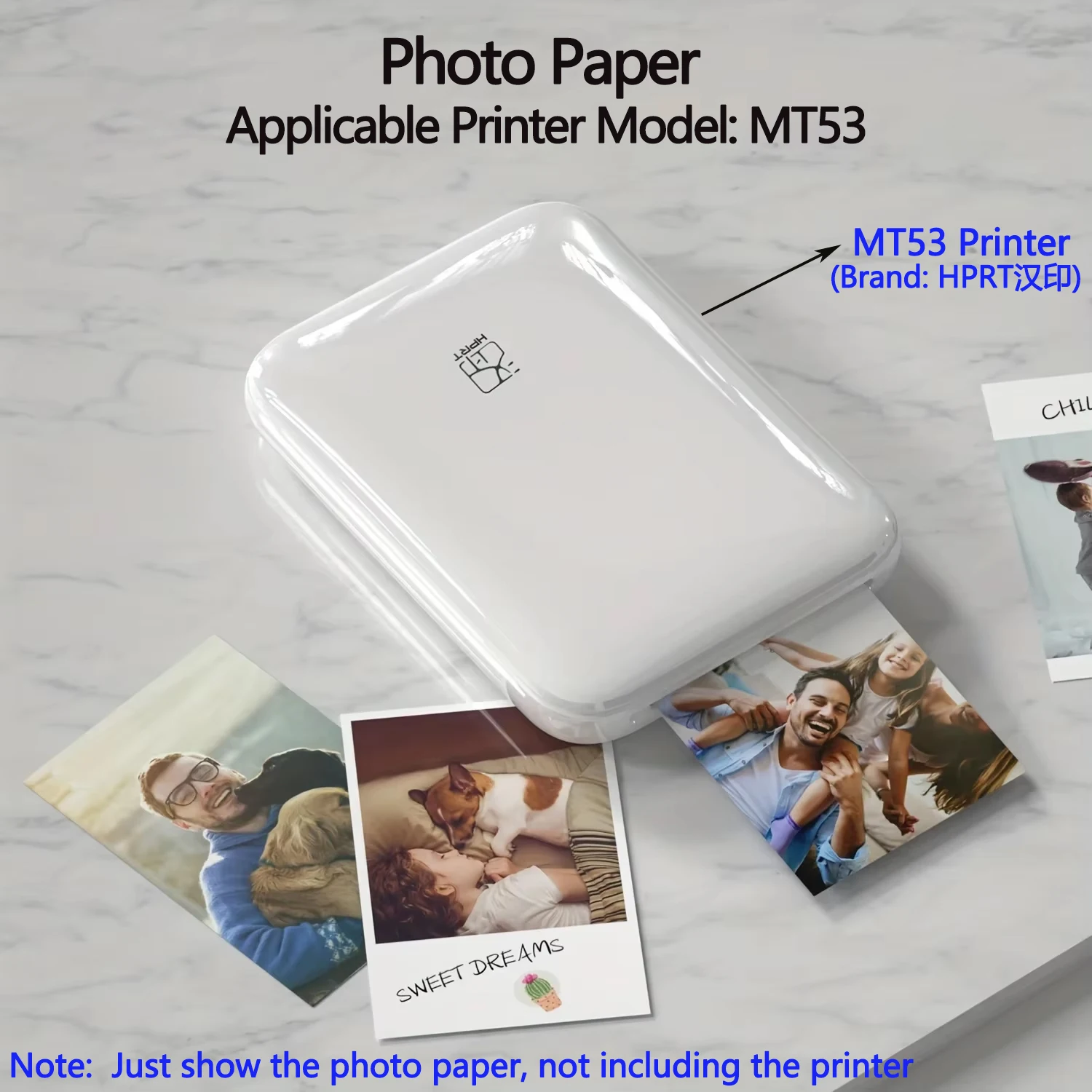 Photo Paper 2x3 Inch Sticky-Backed for HPRT MT53 Pocket Printer