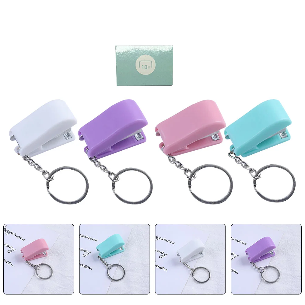 Key Fob Chains for Car Keys Keychain Stapler Pendant Student Stationery Mini Portable Staplers Book Binding Tool