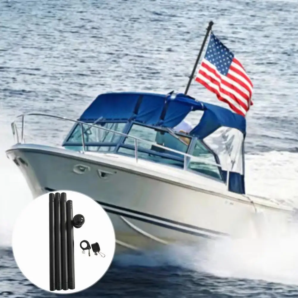Flag Stick Great Anti-winding Easy to Use Rust-Proof Metal Black Flag Pole Kit Outdoor Supplies