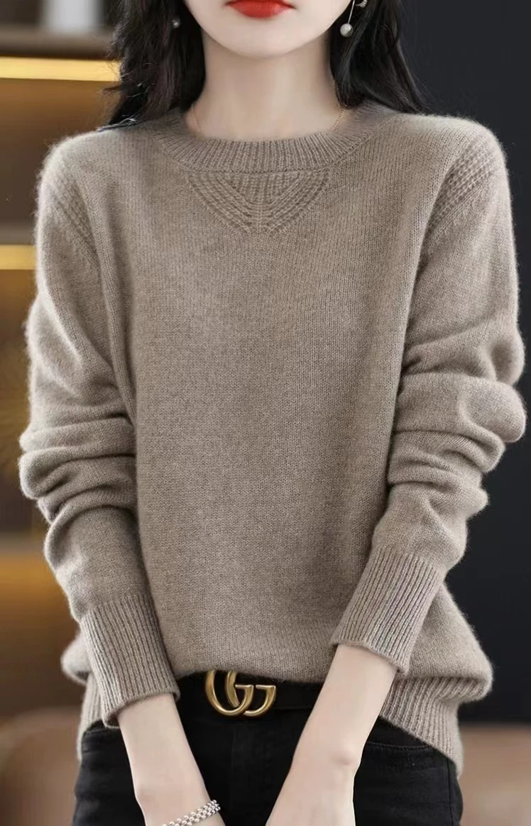 2023 New Cashmere Sweater Women O-Neck Pullover Autumn /winter Casual Knit Tops Solid Color  Cashmere Sweater Women 6