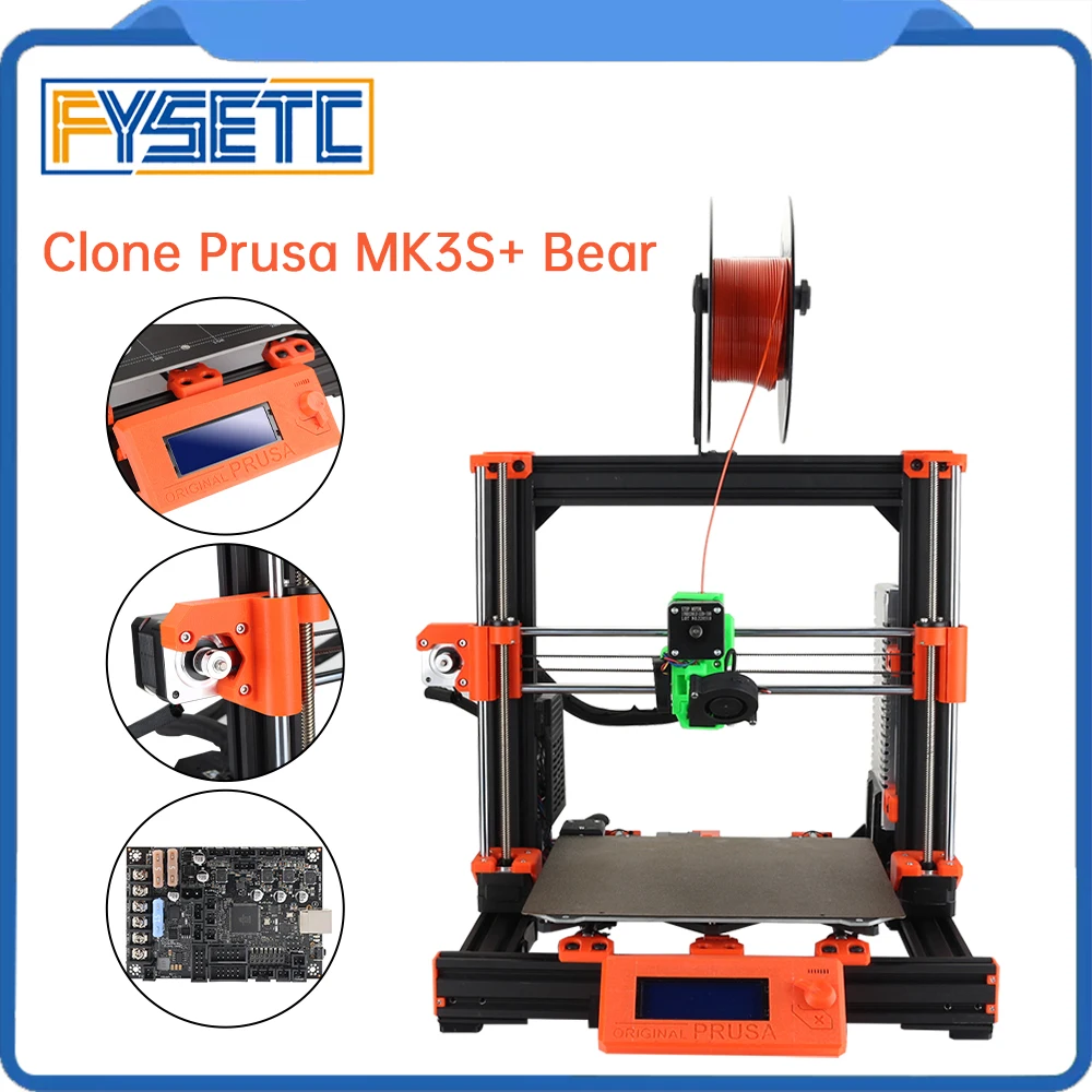 Clone Prusa i3 V2.1 MK3S + Bear 3d Printer Upgraded DIY Printers kits with Super Pinda MW Power High Quality 3d Printer Parts