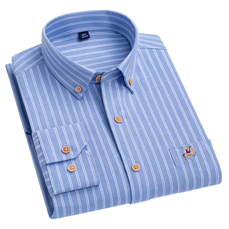 New Oxford Spun Pure Cotton Men's Shirt  Fashionable Casual Business And Comfortable Long-sleeved Large Size  Men Clothing