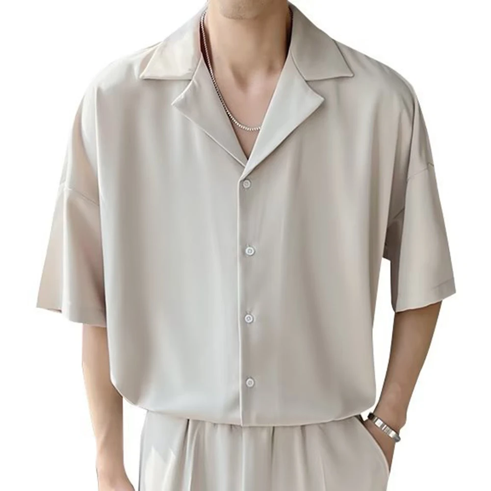 Men Clothing Shirt Street Turn Down Collar Casual Comfortable Fashionable Men Plus Size Short Sleeve