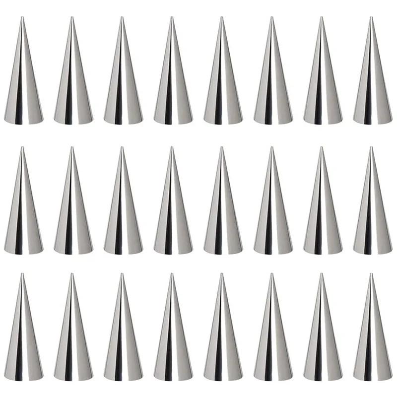 

24PCS Stainless Steel Pastry Cream Horn Molds Conical Tube Cone Pastry Roll Horn Mould Kitchen Baking Coil Tool