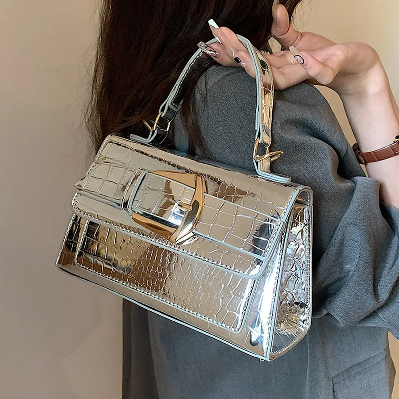 バッグ silver shoulder bag Casual Silver Tote Bag Soft Puffer Women Handbags Padded