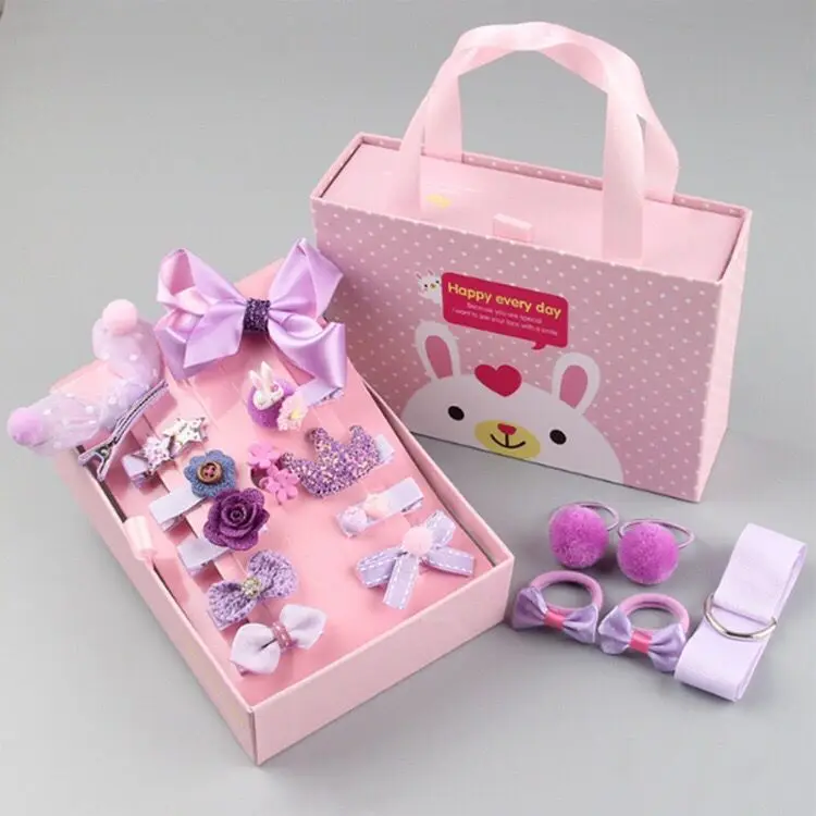 

18 Pcs/Box Cute Hair Clip Set Hair Accessories Girl Cartoon Hair Clip Headwear Bow Animal Hairpin Hair Ring Pink Gifts 2023